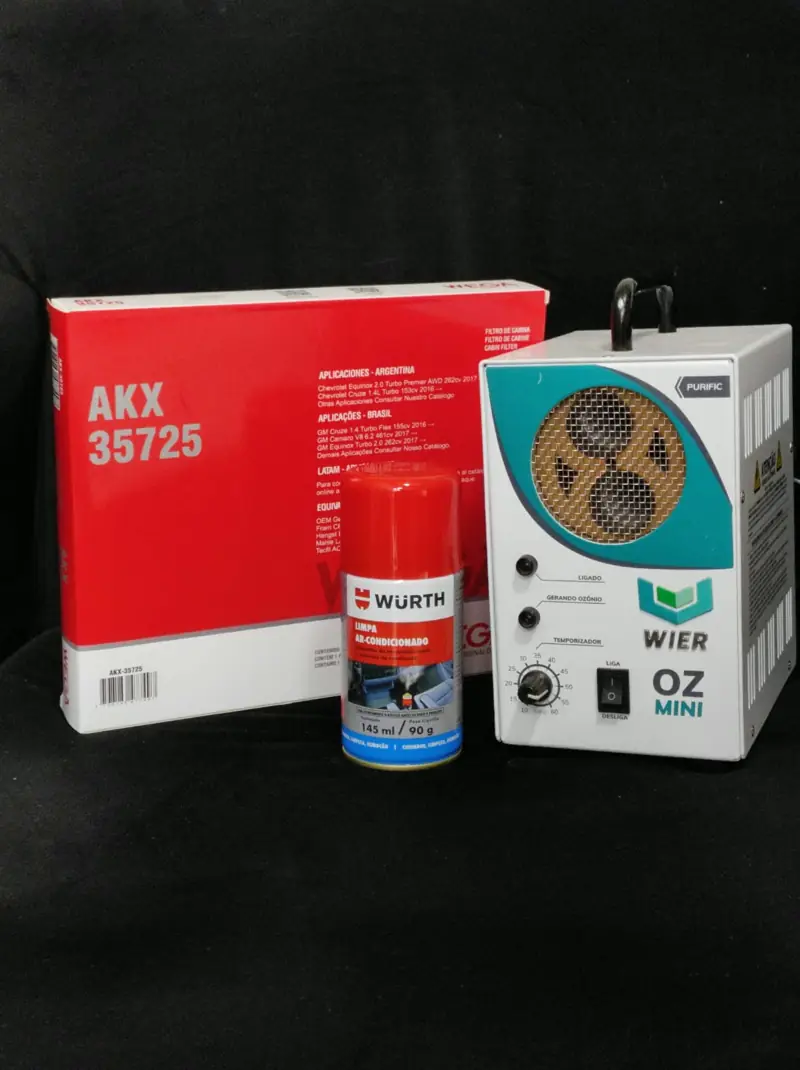 Oxi-sanitização + higienização do ar-condicionado + filtro do ar
